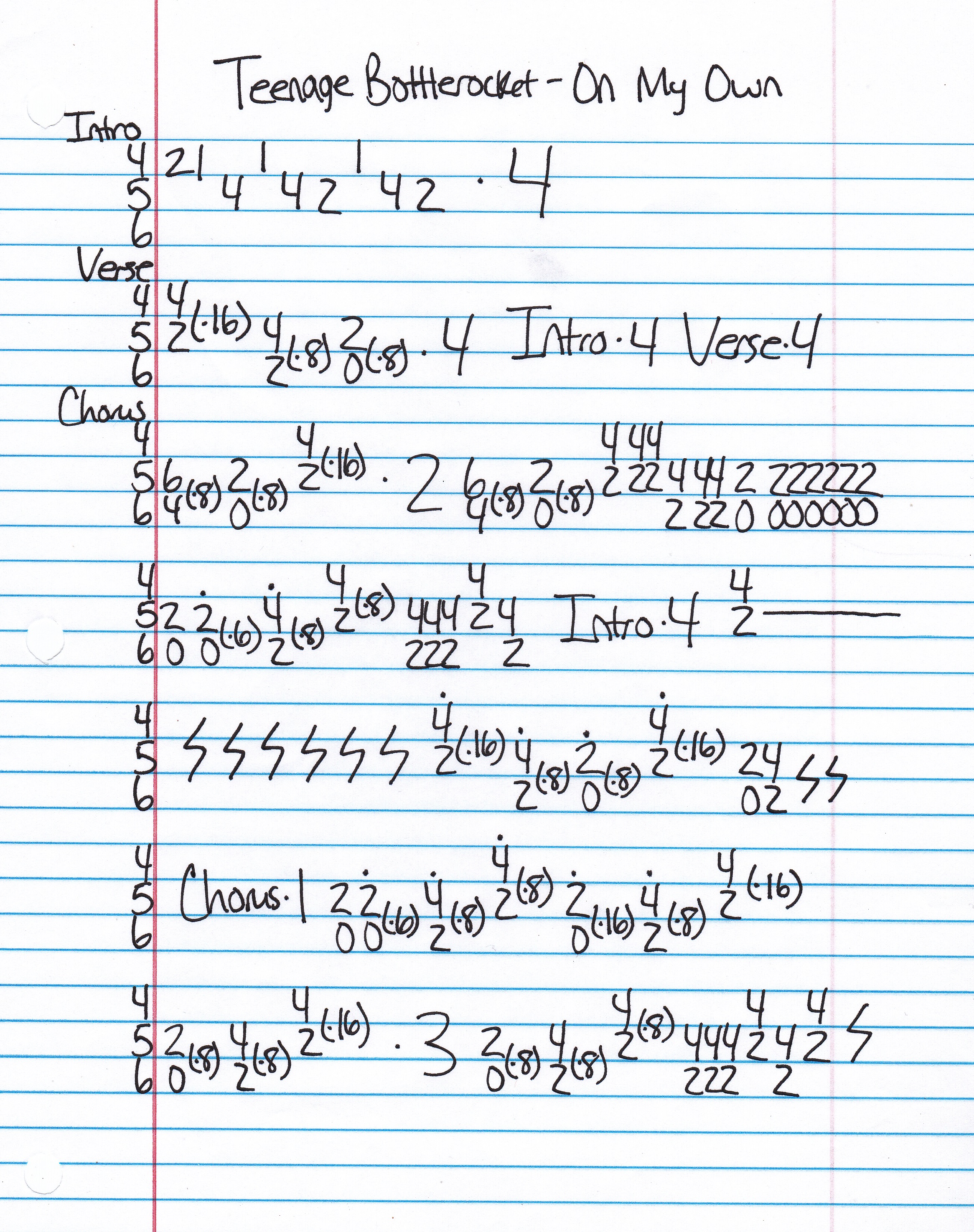 High quality guitar tab for On My Own by Teenage Bottlerocket off of the album Warning Device. ***Complete and accurate guitar tab!***